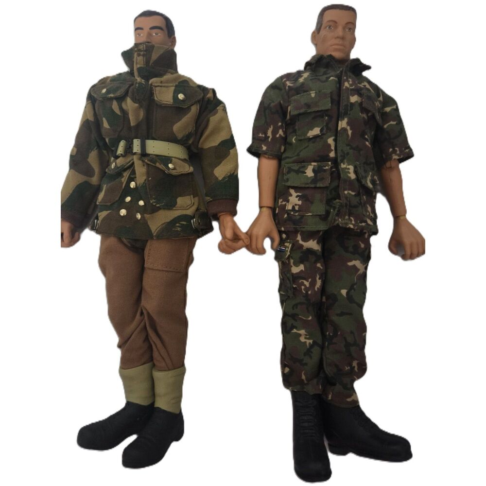 Vintage Military Dolls with Tactical Vest Camo Outfits and Boots